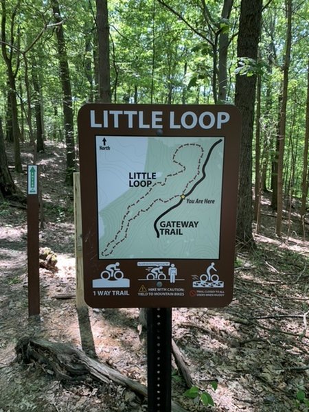 Sign at the Beginning of trail. Fun trail. Takes about 10 minutes to ride.