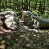 Trail runs through two seemingly cut boulders