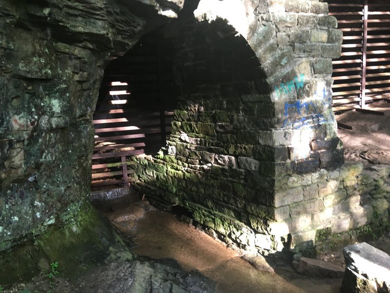 Cliff Cave main entrance.  Short but STEEP hike down from the biking trail.  Best to avoid hike if rained during previous day or two.