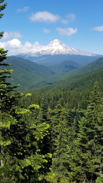 Hood standing above Veda lake and the Still creek valley.