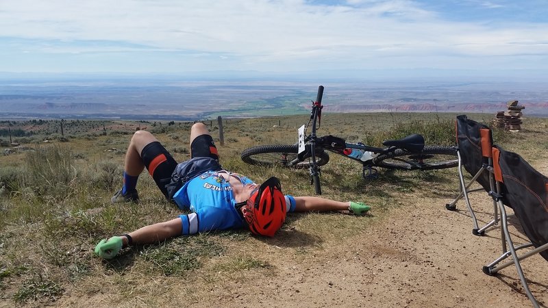 Bad Medicine 90 Mile Course - Aid Station #4 - Features amazing views of the Big Horn Basin (looking west). At this spot, you'll rest up and re-energize for the climb to the top of the Big Horns!