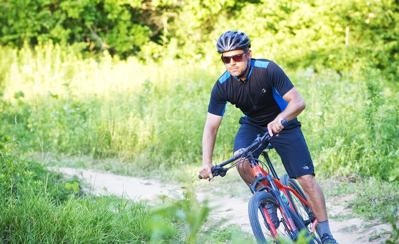 Parks Superintendent nose-breathing while topping out the climb at Creekside.