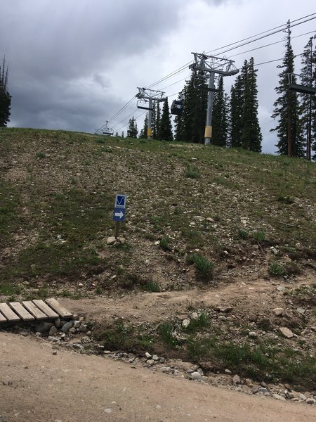 New start of Elk Alley Trail. American Eagle lift in the background.