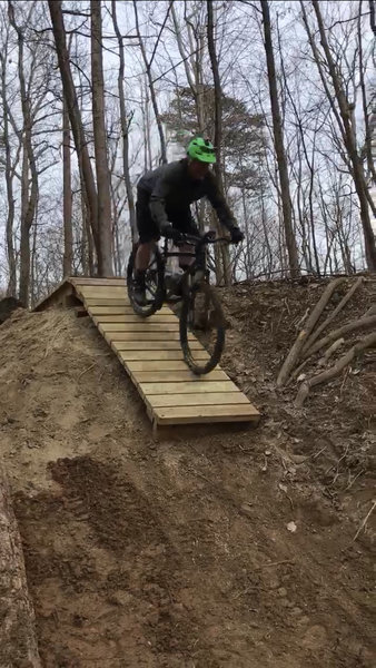 First ride on the first feature on the advanced trail at Locust Shade