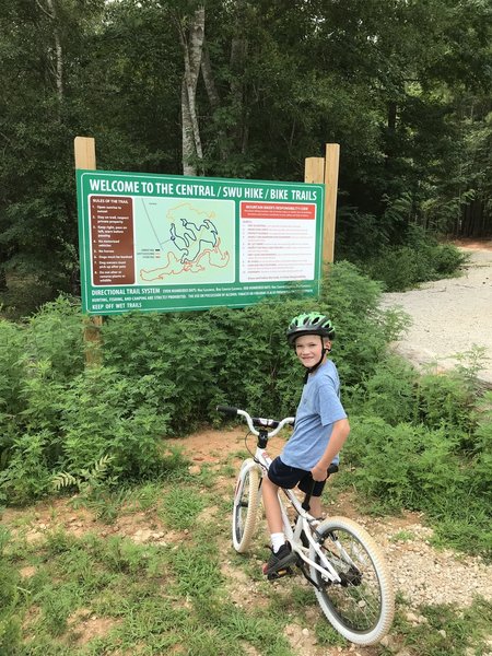 Checking out the trail map