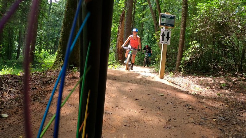 Riding the Ride Kanuga Connector Trail on opening day 2020.