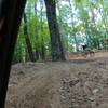 Sending it on one of the bigger berms on Evergreen at Ride Kanuga Bike Park on opening day.