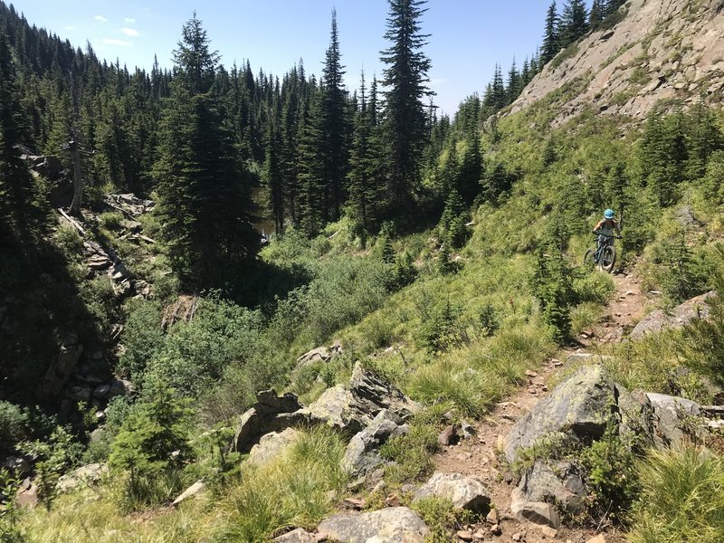 Passing small unmarked pond on the traverse towards Bald Eagle Peak