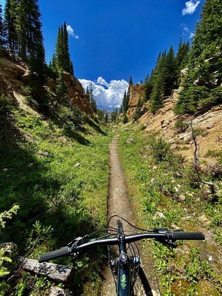 Heading south, closing in on the tunnel thru the 3rd rock cut