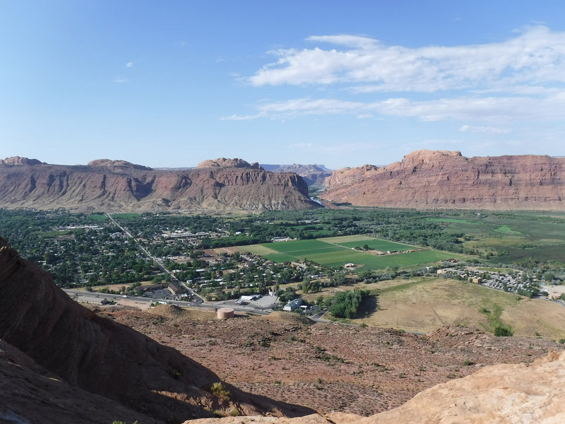 View of Moab from the edge of the Slickrock Trail.