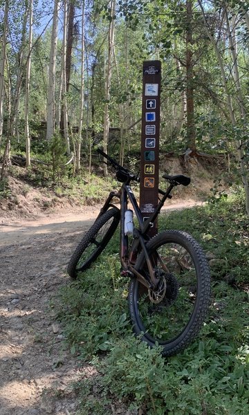 Trailhead post intersection sign