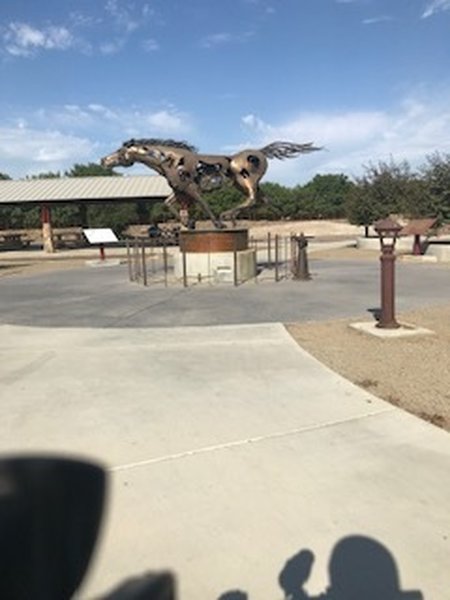 Running Time sculpture at the Dry Creek Trailhead.