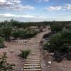 Short bridge over deep sand.