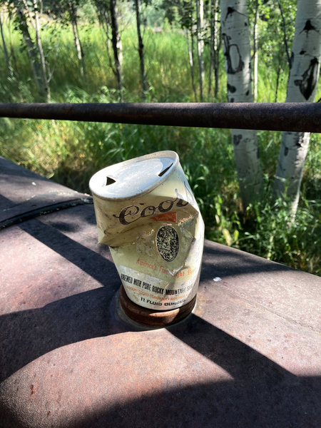 A fun little detour takes you to a rusty tractor and this old Coors can. Please leave the can.