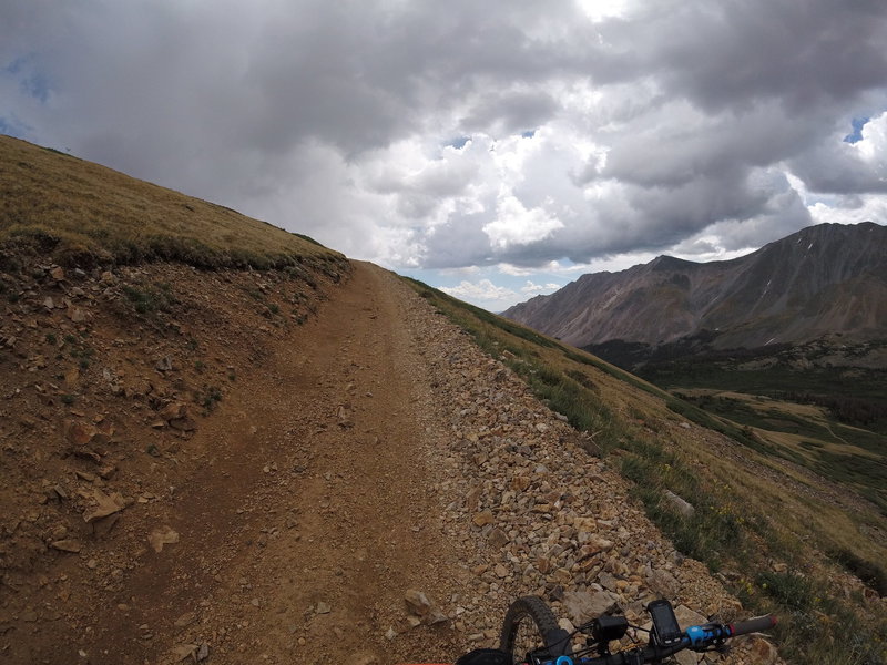 Pushing up OHV trail looking at Mt White