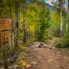 Sign just before the rocky climb. You can take the Willow stump road as a short cut connector