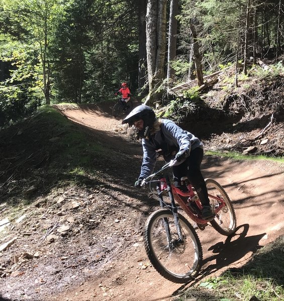 Flowing through the Dirt Beaver berm turns.