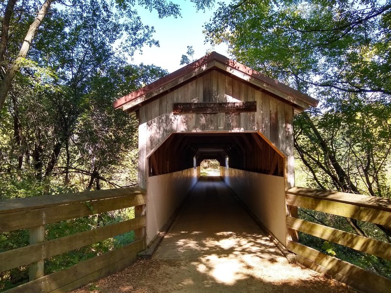 The Clarence Covered Bridge Replica on the Sugar River State Trail.