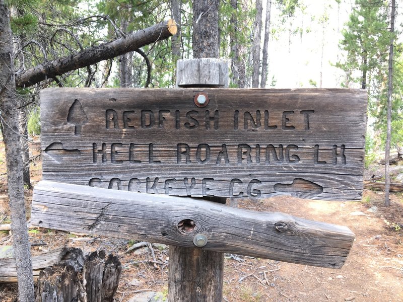 Trail intersection above inlet