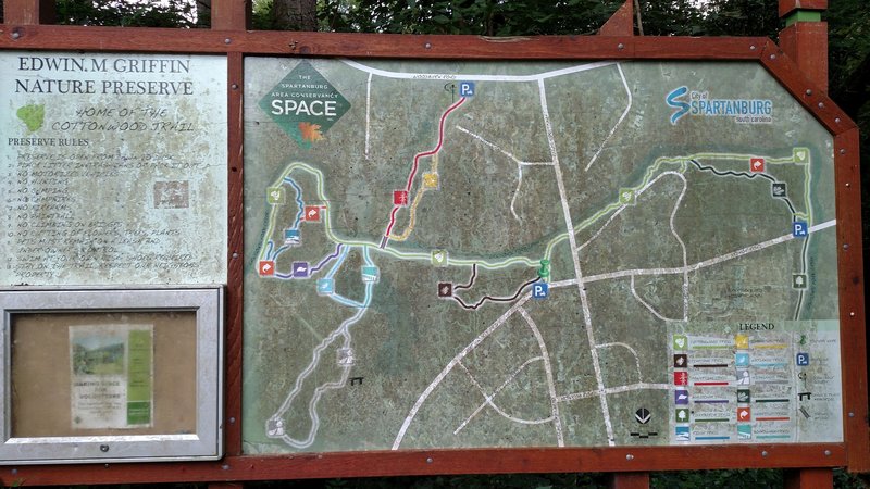 Trail layout and parking areas