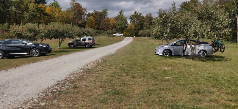 Parking area for trils, Frisbee golf, and brewery