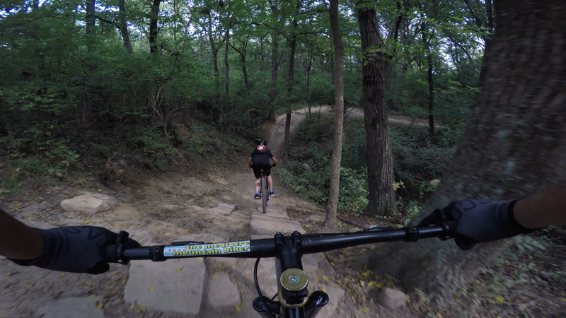 My son drops into the west ravine for the first time.