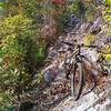 Rocky narrow descent along the ridge on Paint Creek Trail.