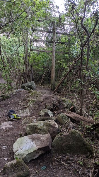 Rocky section along tracks.