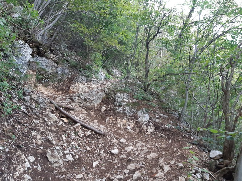 The steep and rocky section of MonteCreina Upper Singletrack.