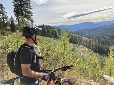 View after emerging from singletrack. 75% forest service roads-great on a hardtail MTB.