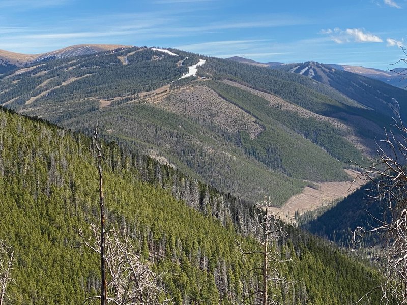 Views of Keystone ski area from the Wide Open trail