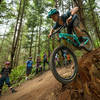 A Trek Dirt Series' instructor demonstrates the roll-down line on Meth Lab.