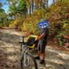 Pulling our 6 month old son in the bike trailer.