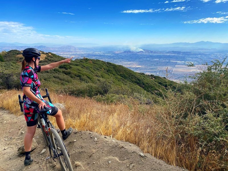 Looking out toward the Santa Ana mountains on the Big Tree Cucamonga Trail.