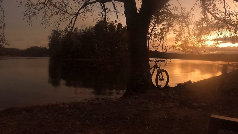 Resting after an 8 mile ride at the Marina at sunset