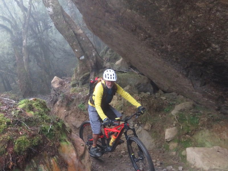 The trail winds amongst huge boulders