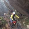 The trail winds amongst huge boulders