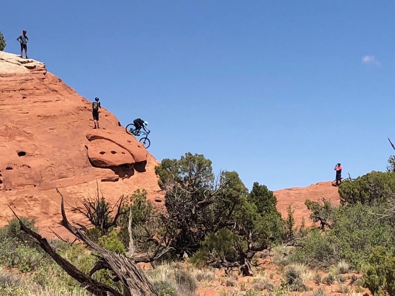 Shredding a steep slab.