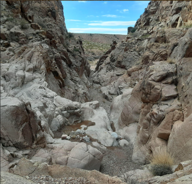 Looking back down canyon after topping out in the slot