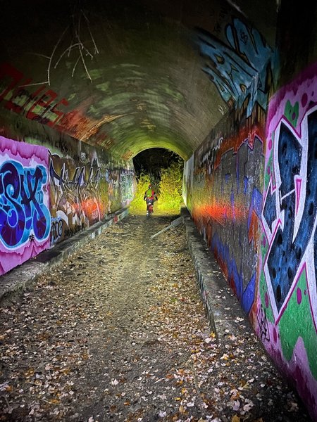 Night ride under the tracks tunnel - Cutler PArk