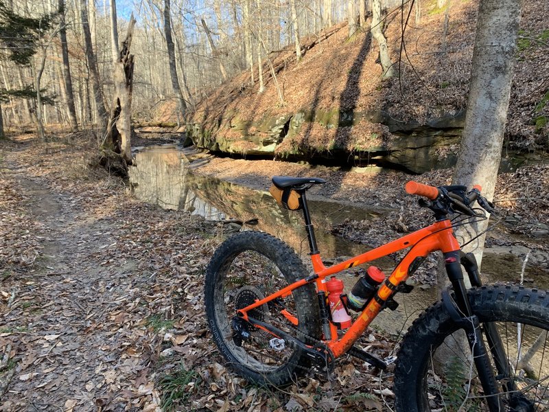 End of the lake hope figure 8.  Trail is great for winter riding in Ohio.  Always seems to drain well.  If you like to climb,  Lake Hope is a good place to come.
