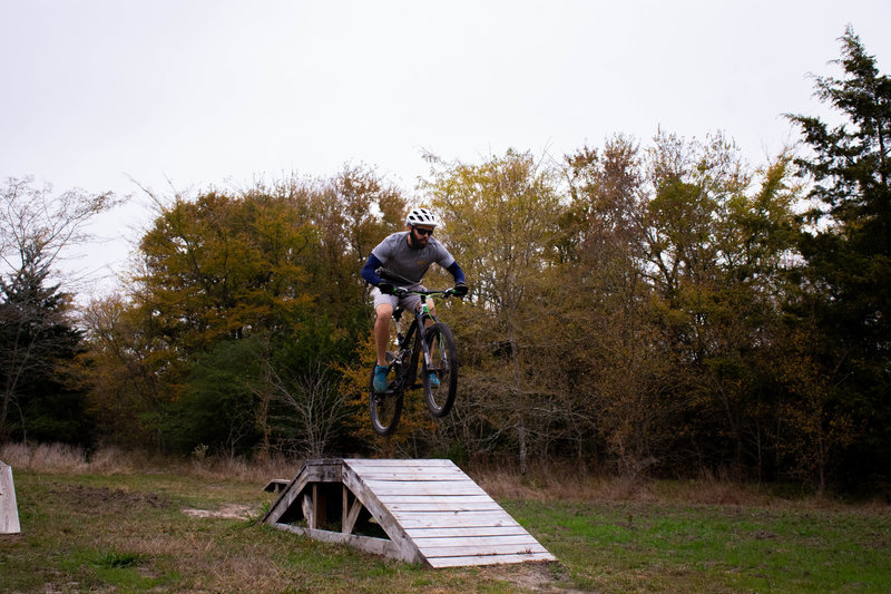 Getting air on features near the trailhead