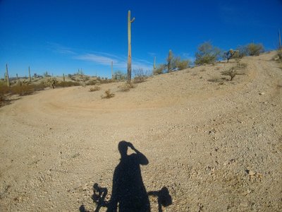 Looking at the last hill climb on Into The Vortex trail, from the bottom of the short, steep climb.