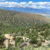 Looking West, down onto the trail, with the Sawatch mountains in the background