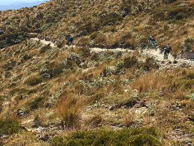 Riders sidle a knob shortly before Moonlight Hut.