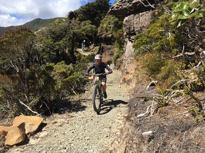 Starting the descent on the West Coast side of the ridge to Pororari Hut