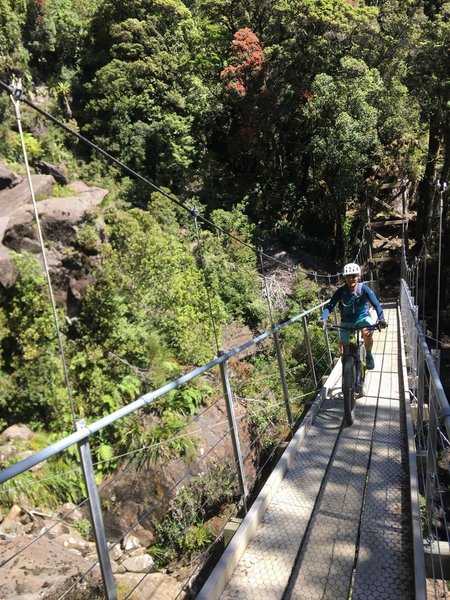 Swing bridge across one of the side creeks