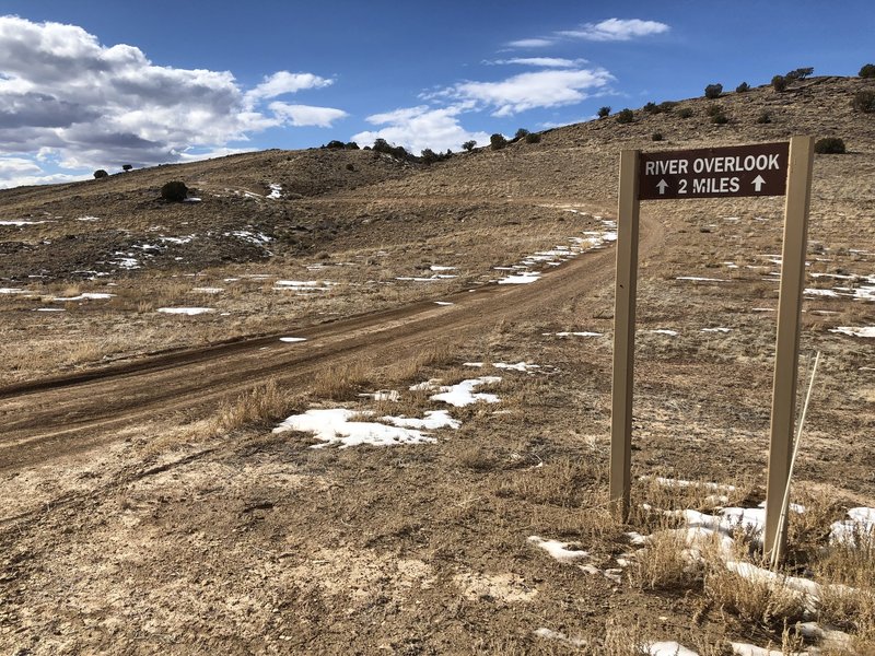 The liar sign. After climbing this hill, you'll find another 2 miles sign.