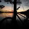 Bike silhouette view of the sunset from the East Trail.