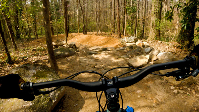 Rocky entrance to berm section.